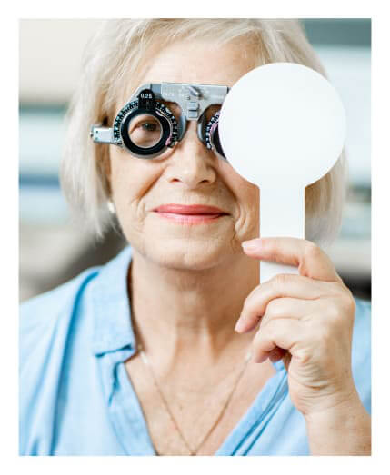 Woman getting diabetic eye exam at Big City Optical