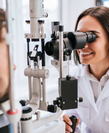 Man checking eyeglasses at Big City Optical<br />
